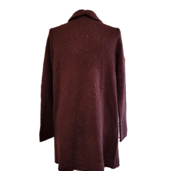 J Jill Mohair Blend Maroon Sequin Long Open Cardigan Sweater Size Medium EUC - Picture 2 of 8